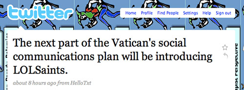 The next part of the Vatican's social networking plan will be introducing LOLSaints.