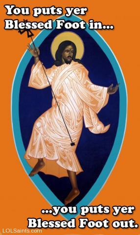 Jesus dancing - put right foot in, right foot out