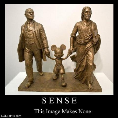 Sense - this image makes none - Mickey Jesus Lenin Bronze