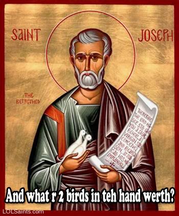 Joseph the Just Man - Icon with Doves