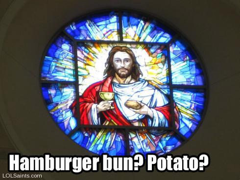 Jesus in Stained Glass - Hamburger or Potato