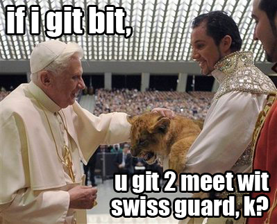 Pope Benedict Gits Bit